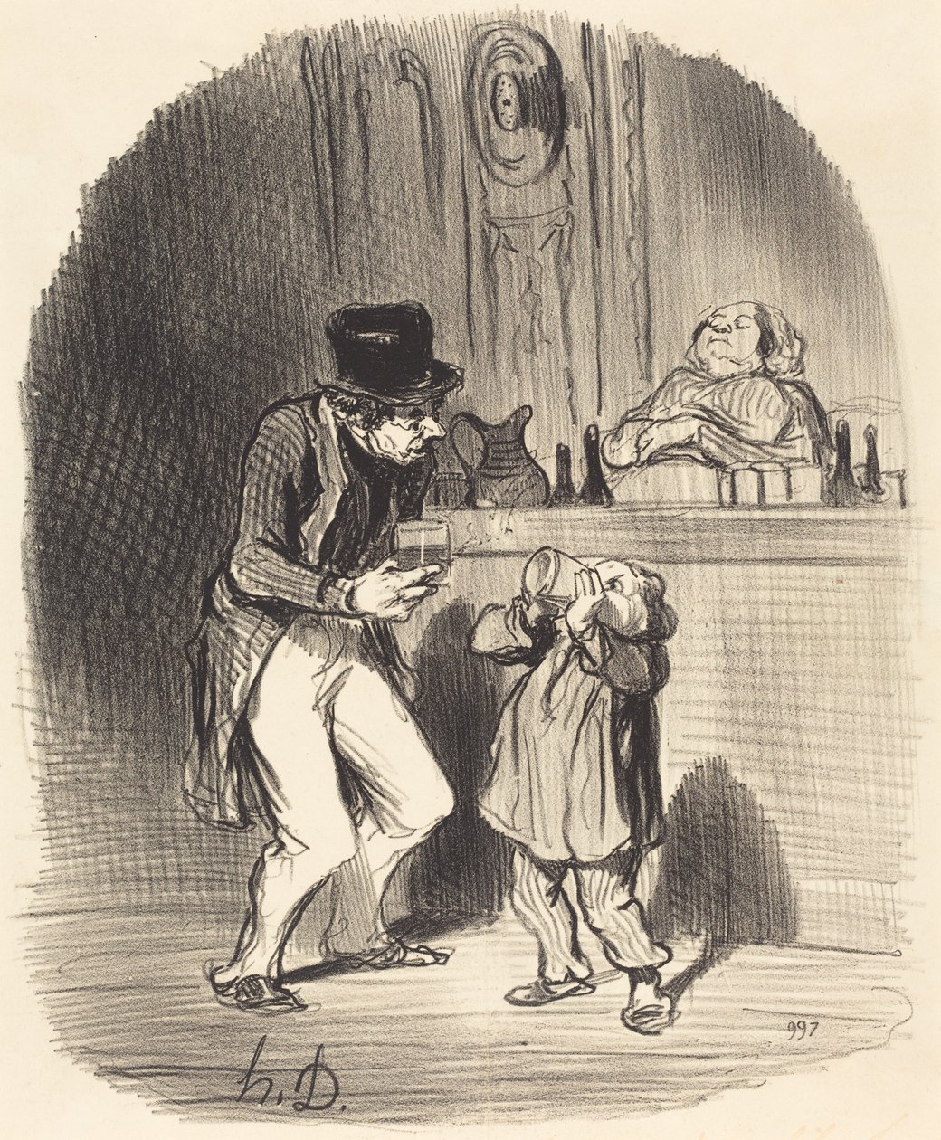 Un padre che costringe il figlio a fare un pompino... da Honoré Daumier