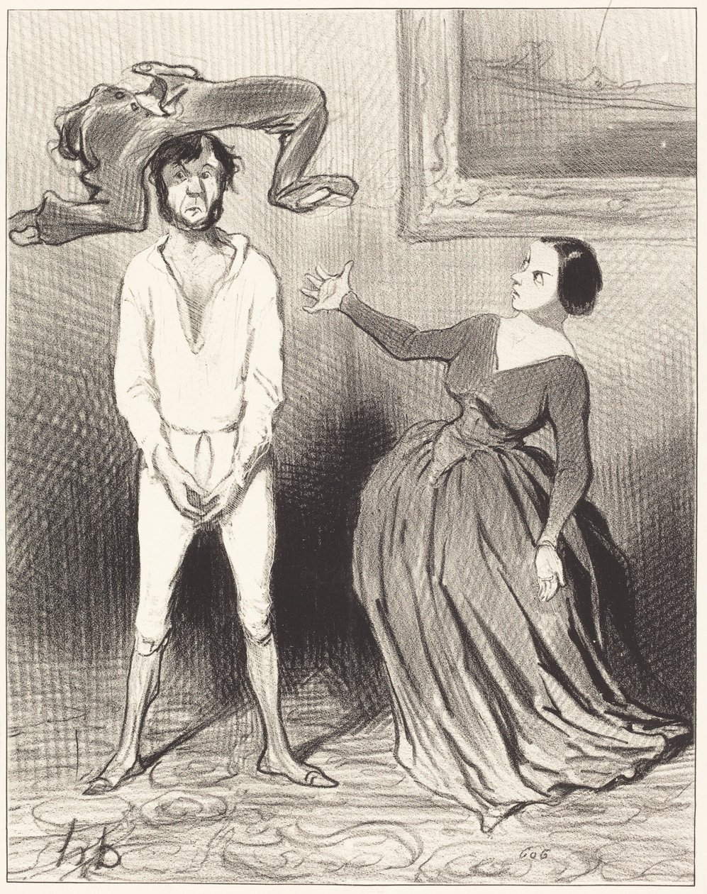 Una donna come me... rimettere un bottone... da Honoré Daumier