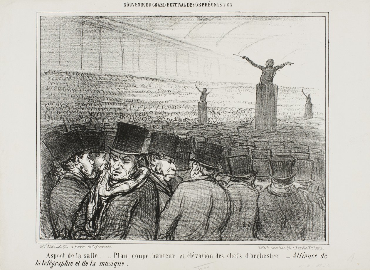 Veduta della grande sala, tavola 1 da Souvenir Du Grand Festival Des Orphéonistes da Honoré Daumier