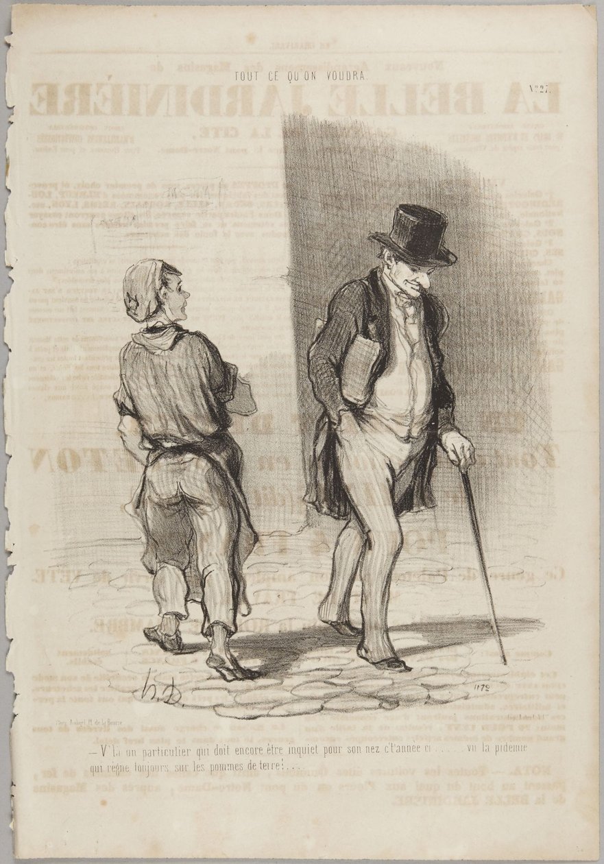 Ecco un tizio che deve essere ancora preoccupato..., numero 27 della serie «Tout ce qu’on voudra» di Le Charivari da Honoré Daumier