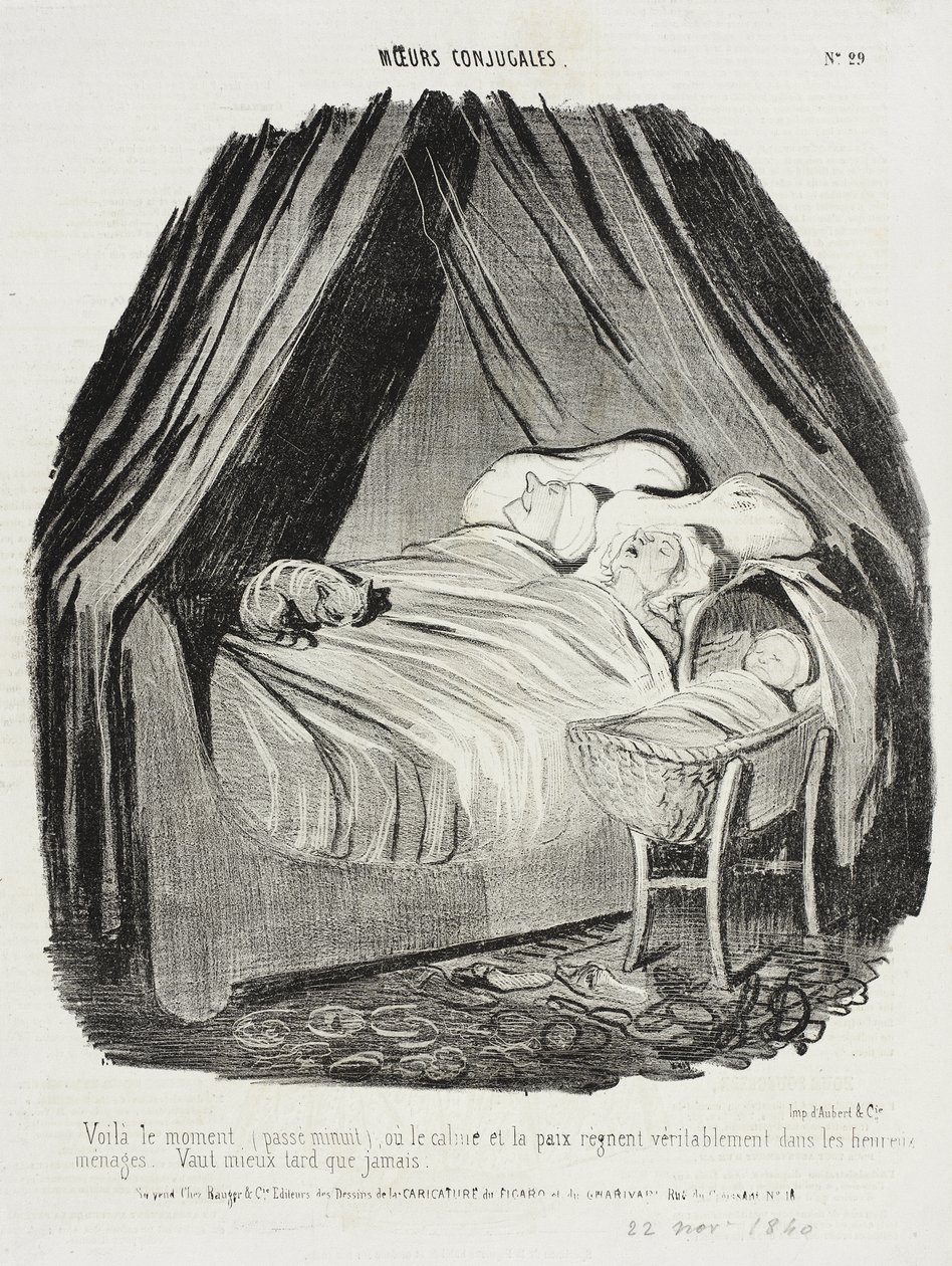 Ecco il momento (dopo mezzanotte) in cui regnano la calma e la pace... da Honoré Daumier