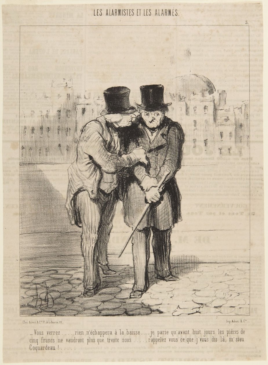 Vedrete... nulla sfuggirà al calo..., numero 3 della serie *Les Alarmistes et les Alarmés* di *Le Charivari* da Honoré Daumier