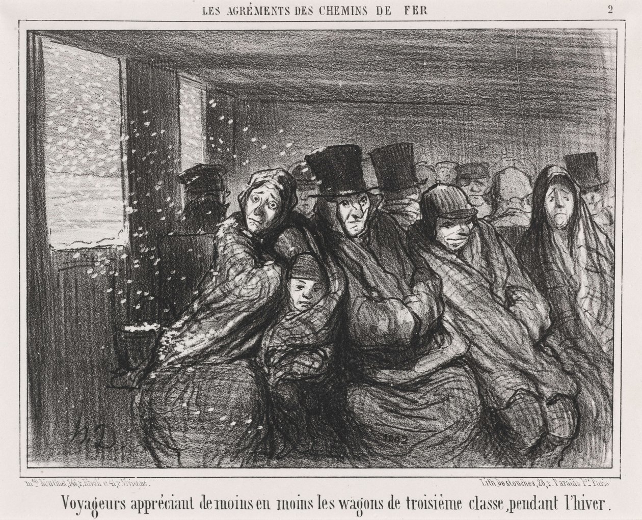 Viaggiatori che apprezzano sempre meno le carrozze di terza classe... da Honoré Daumier