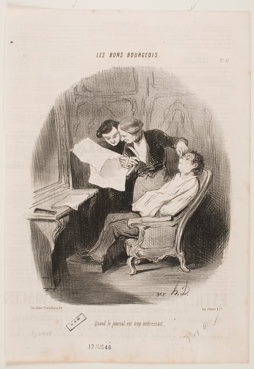 Quando il giornale è davvero troppo interessante. da Honoré Daumier