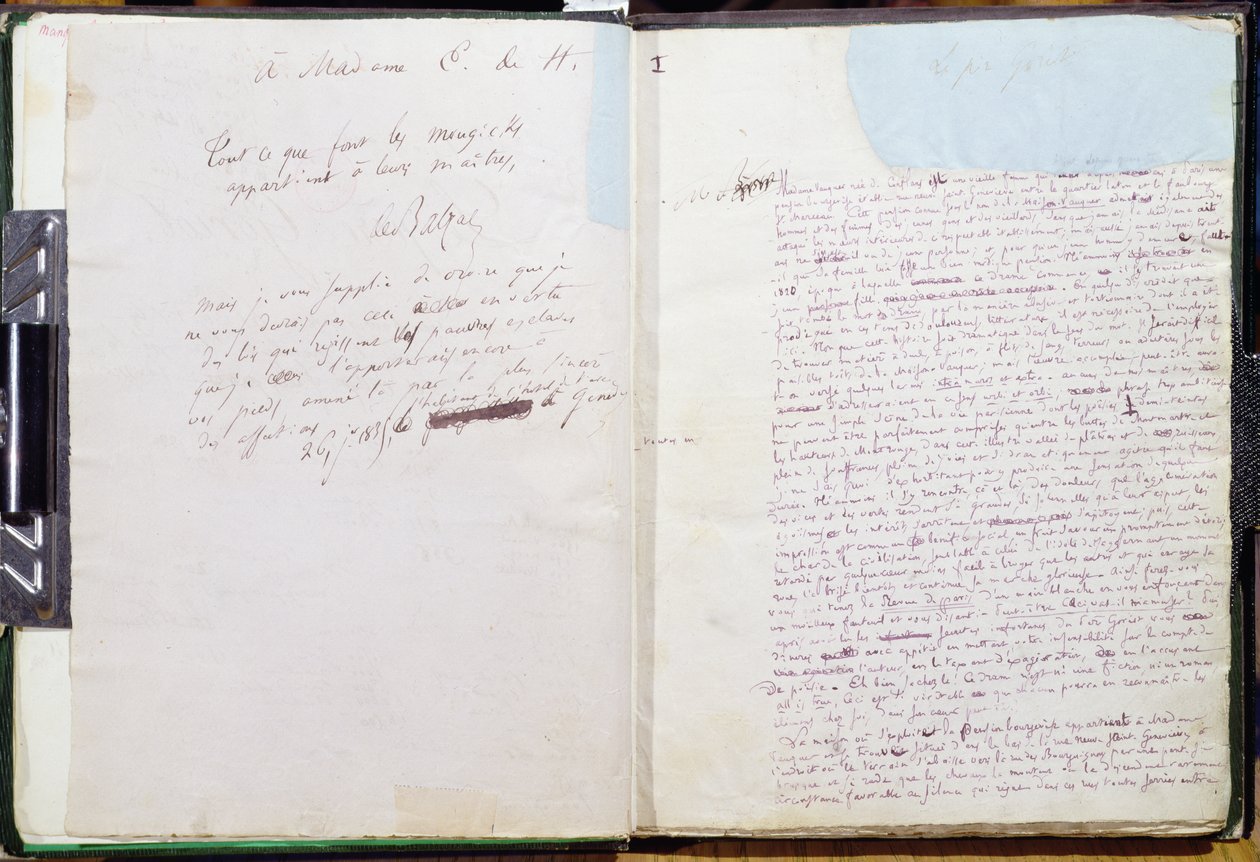 Prima pagina e dedica a Madame Hanska di 