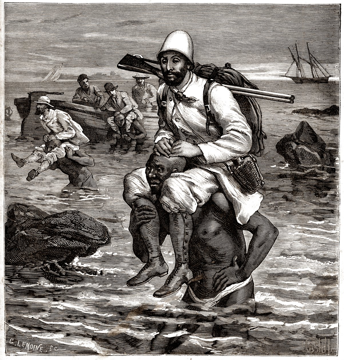 Louis Boussenard sbarca a Tangeri sul retro di una portaerei da Horace Castelli