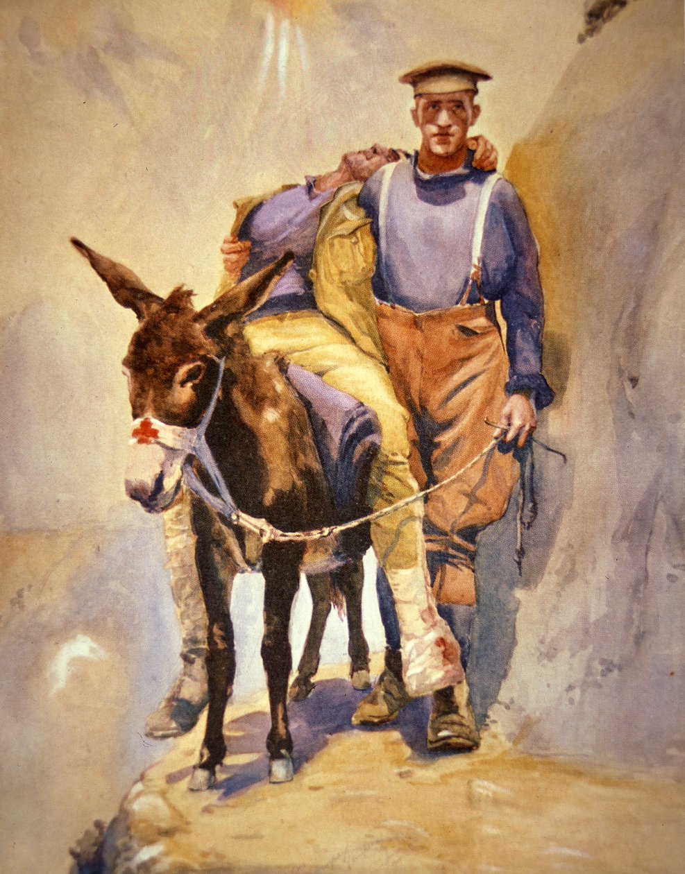 John Simpson Kirkpatrick della 3ª Ambulanza da Campo Australiana che con il suo asino ha salvato soldati feriti a Gallipoli nel 1915 da Horace Moore Jones