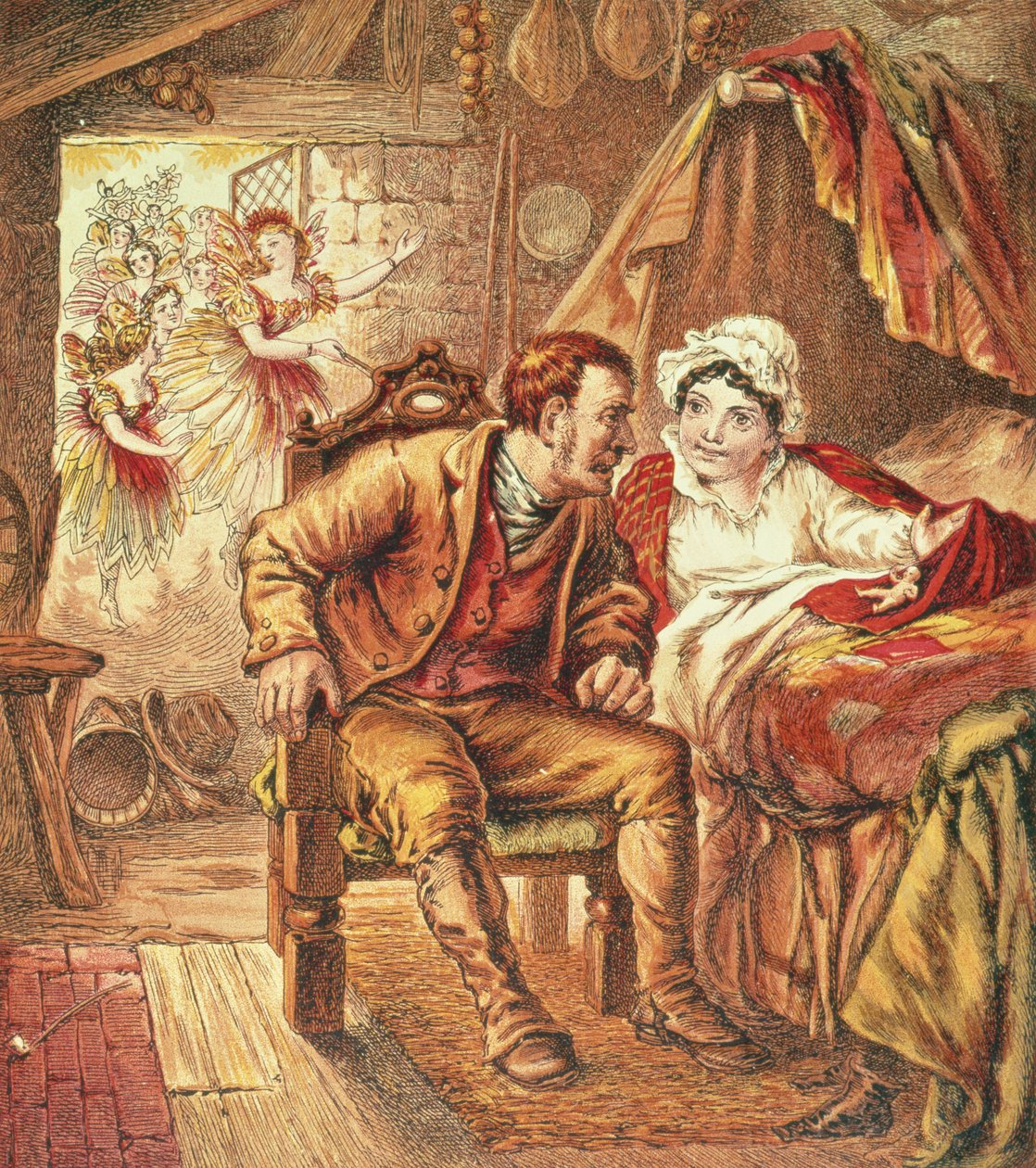 La Nascita di Pollicino, illustrazione da Our Nurses Picture Book, inciso da Kronheim & Co., 1869 da Horace Petherick