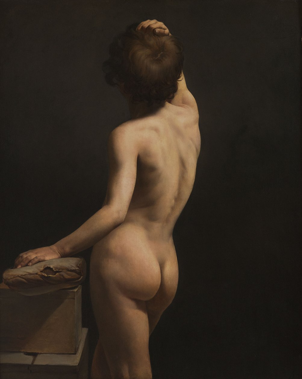 Studio accademico di adolescente, visto da dietro da Horace Vernet