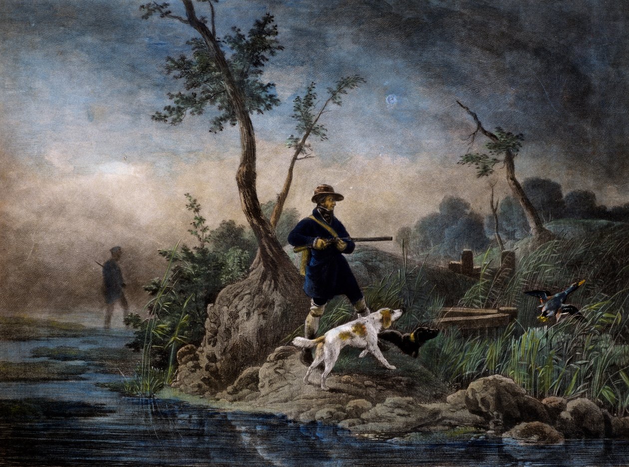 Caccia alle anatre nella palude da Emile Jean Horace Vernet