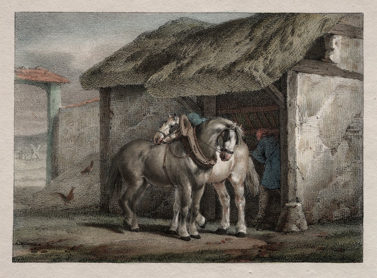 Cavallo da fattoria da Emile Jean Horace Vernet