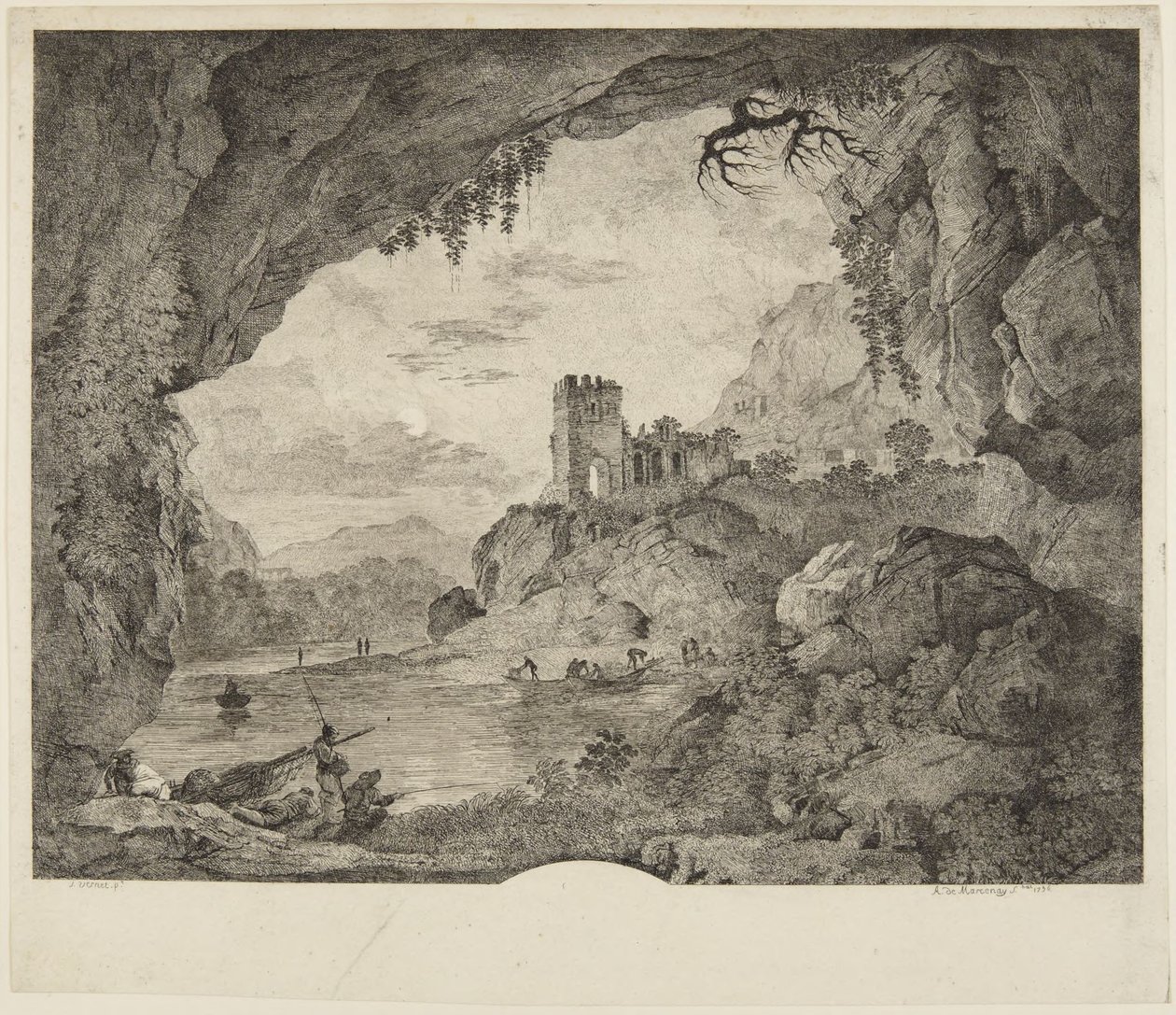 Pesca al chiaro di luna da Horace Vernet
