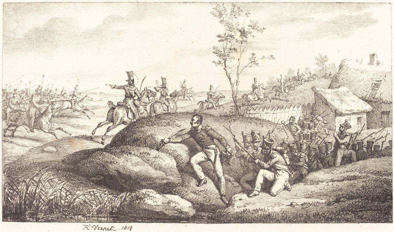 Imboscata di fanteria contro i cosacchi da Emile Jean Horace Vernet