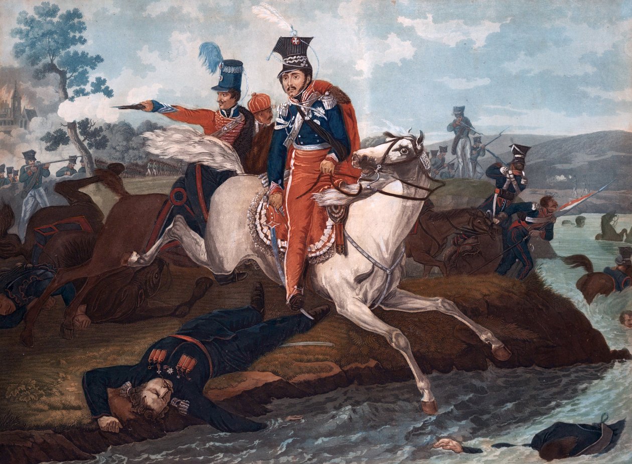 Morte del Principe Jozef Poniatowski nella battaglia di Lipsia da Emile Jean Horace Vernet