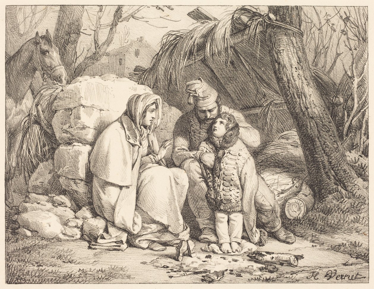 Famiglia di un soldato accampata da Horace Vernet