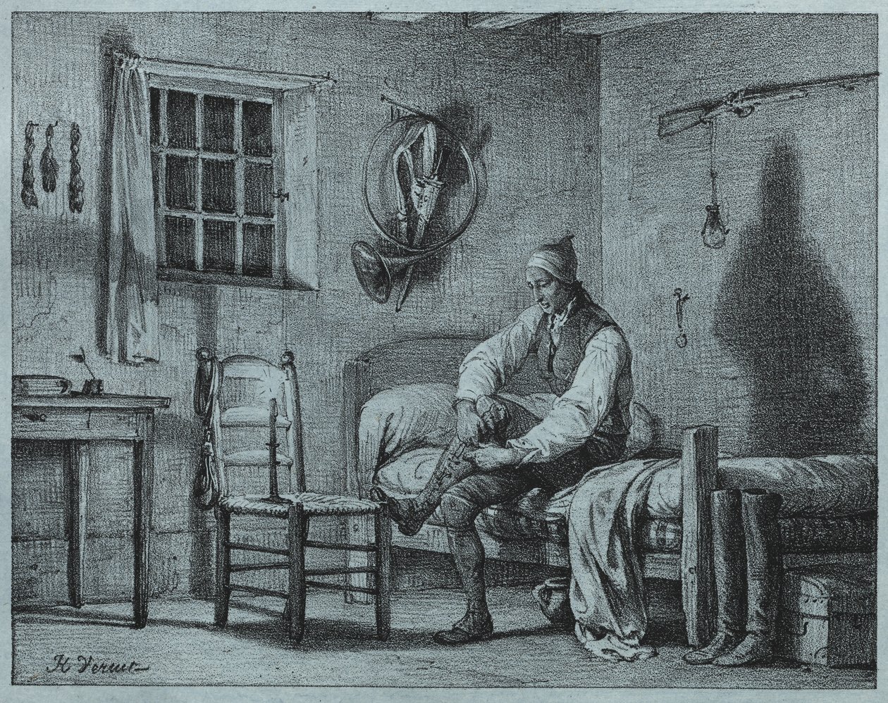 Il servitore di Limier che si alza dal letto da Emile Jean Horace Vernet
