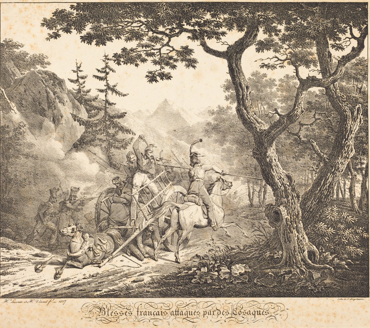 Un francese ferito attaccato da un cosacco da Horace Vernet