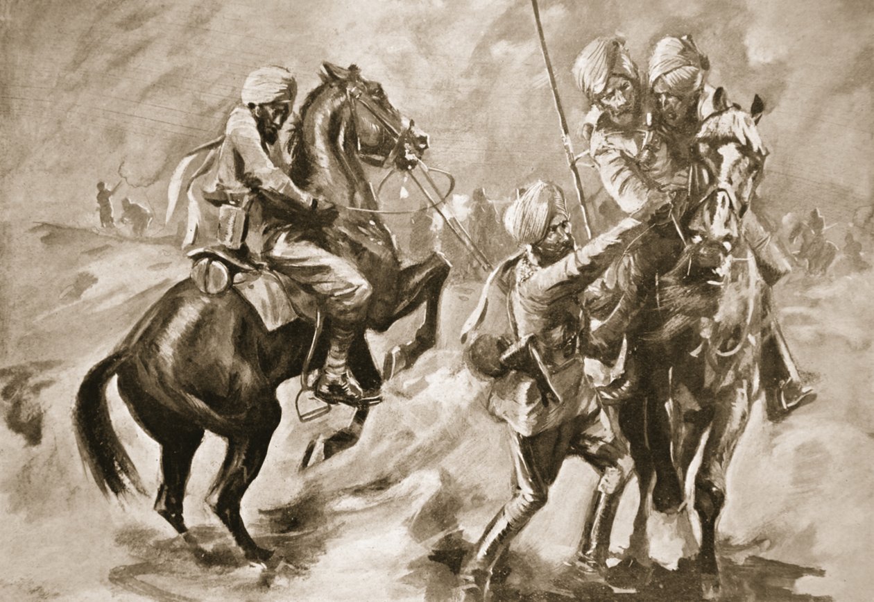 Risaldar Faiz Muhammad Khan e un Sowar che salvano due sepoy feriti da Howard K. Elcock
