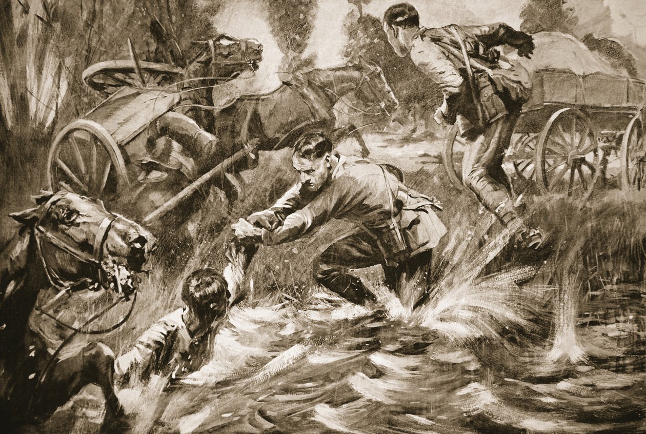 Tenente temporaneo G.G. Nanson che salva un autista ferito sotto il fuoco delle granate da Howard K. Elcock