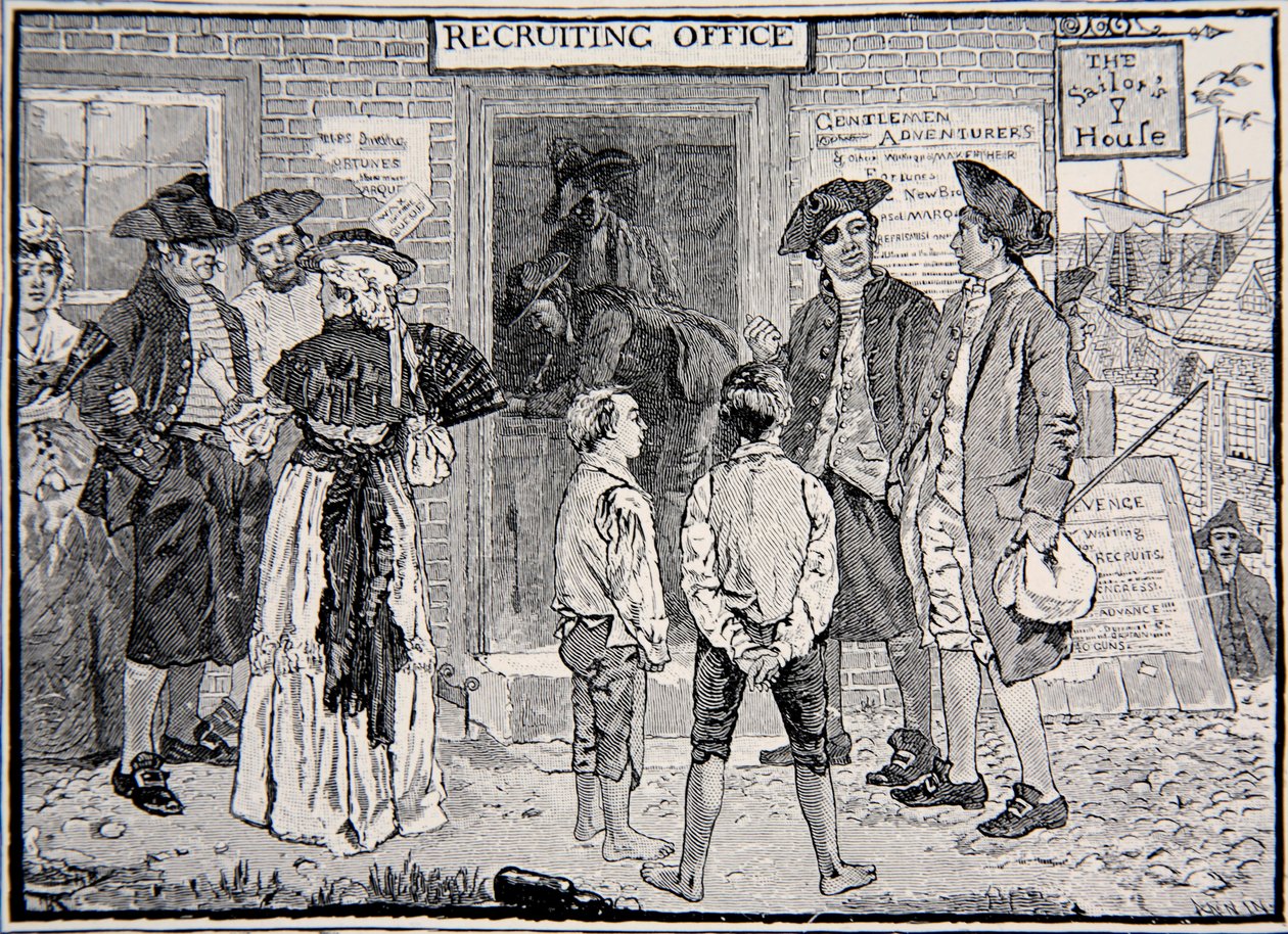 Ufficio di reclutamento rivoluzionario, New England da Howard Pyle