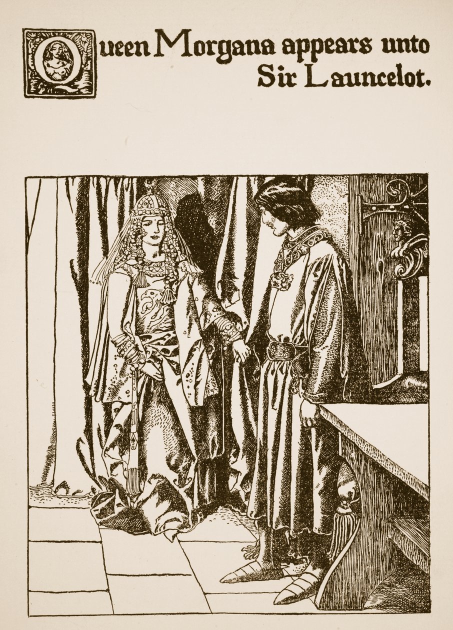 La regina Morgana appare a Sir Launcelot, illustrazione da 