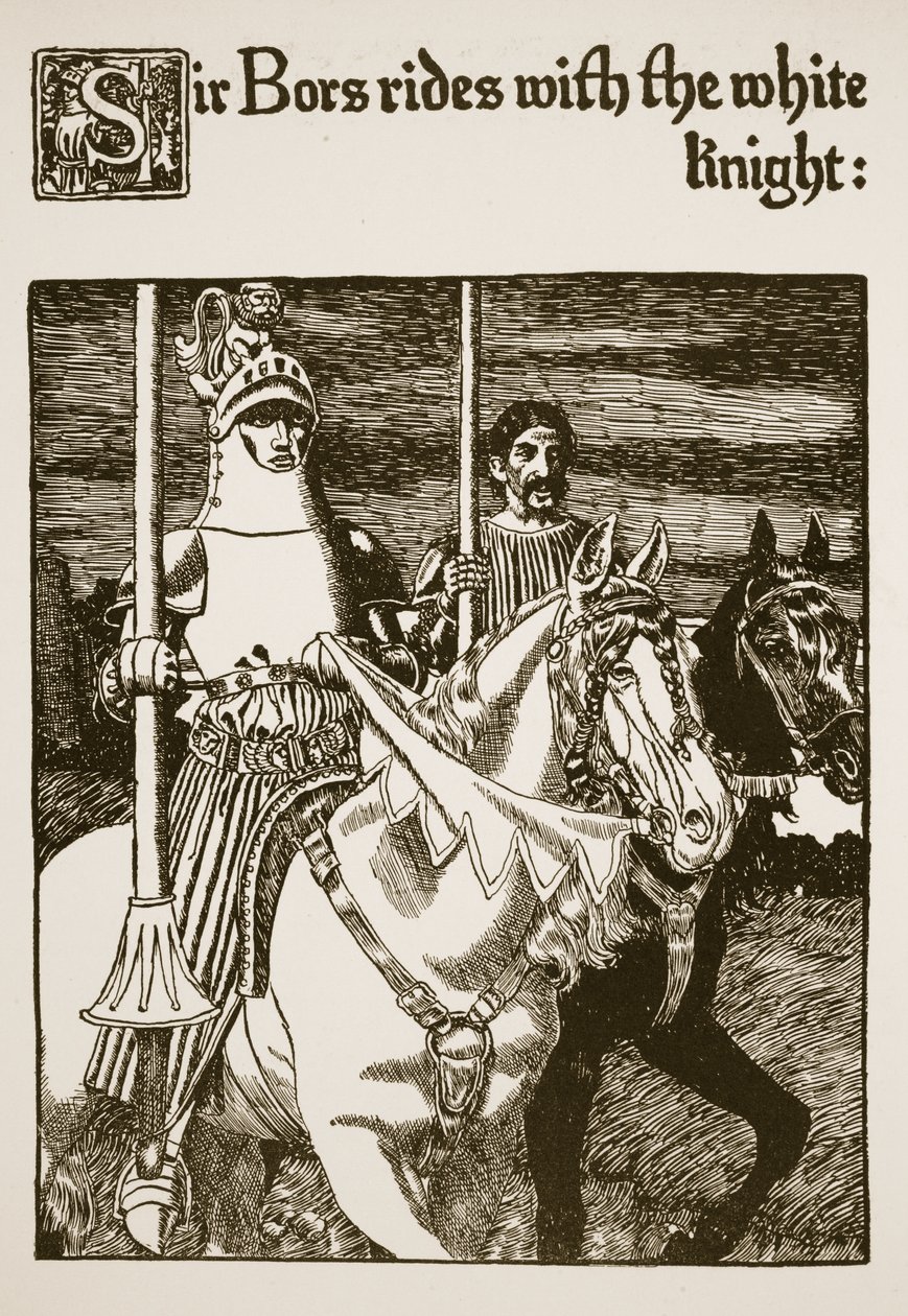 Sir Bors cavalca con il Cavaliere Bianco, illustrazione da 