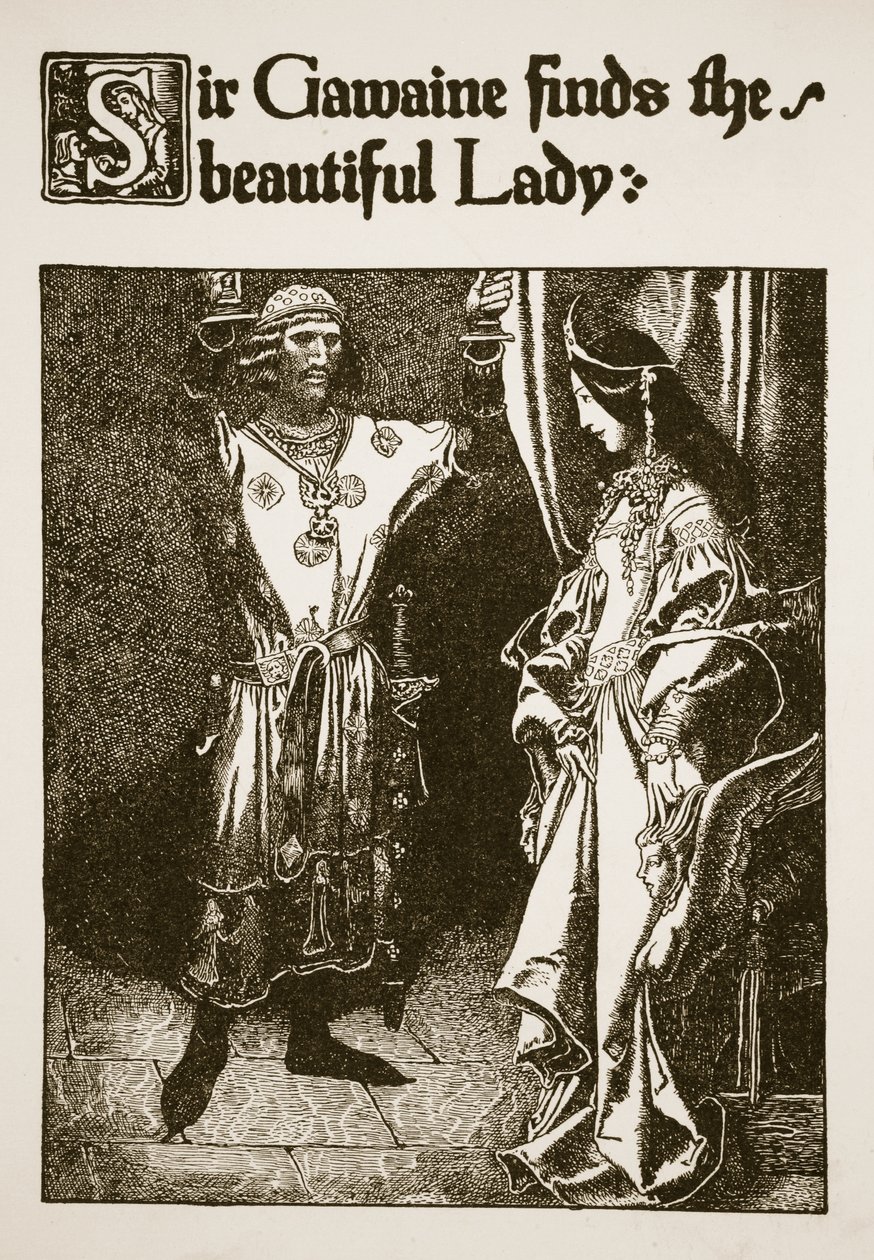 Sir Gawaine trova la bella dama, illustrazione da 