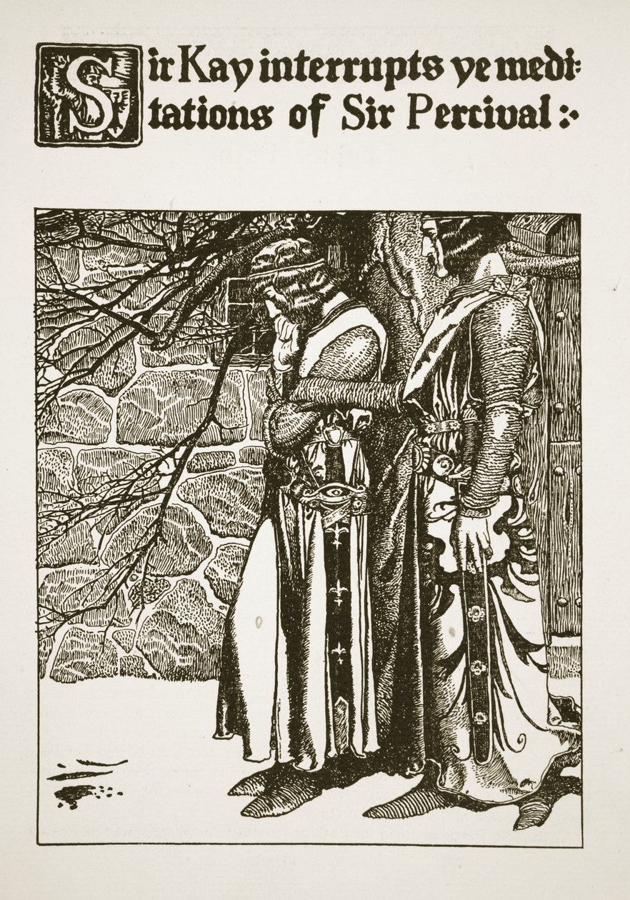 Sir Kay interrompe le meditazioni di Sir Percival, illustrazione da 