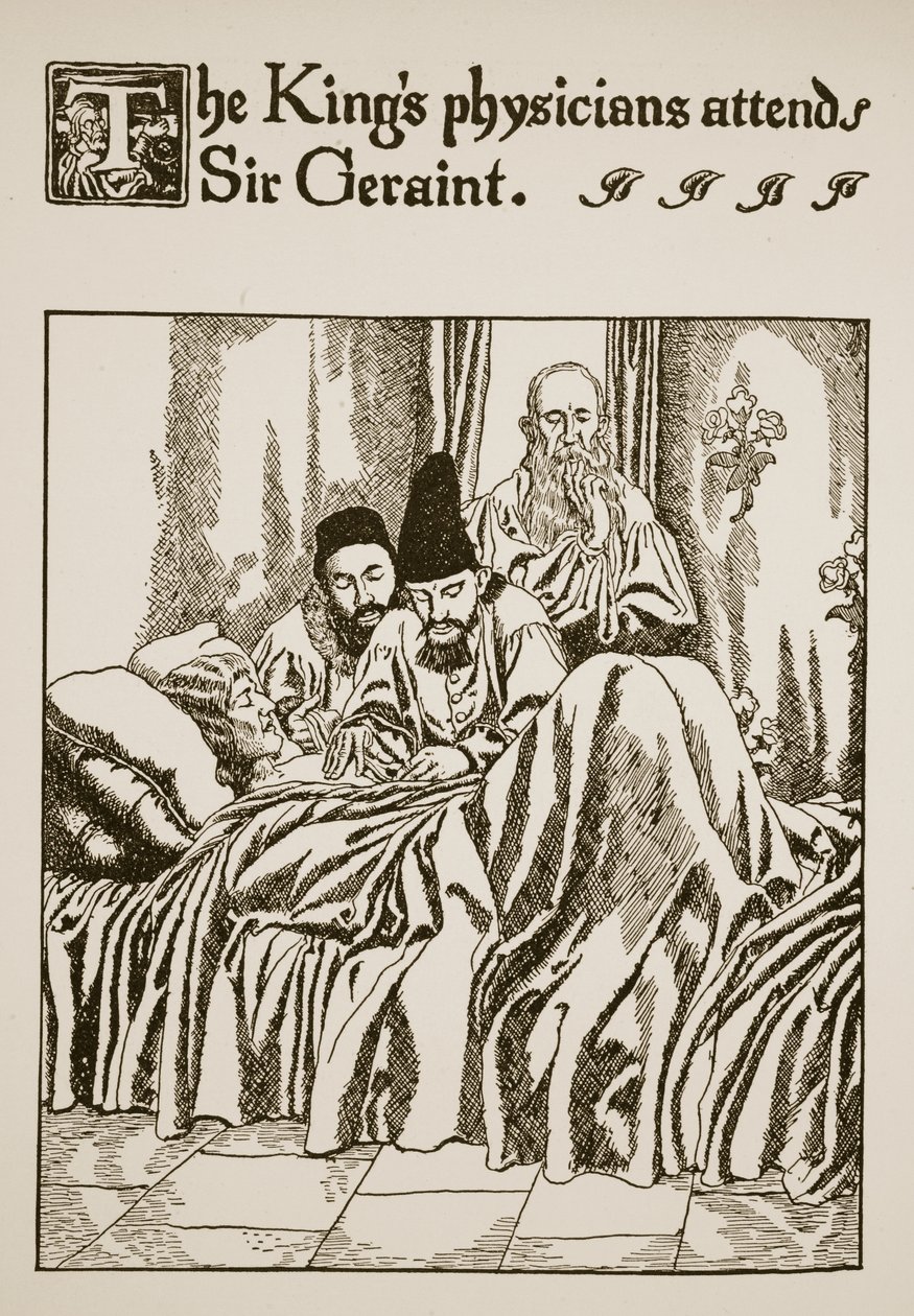 I medici del re assistono Sir Geraint, illustrazione da 