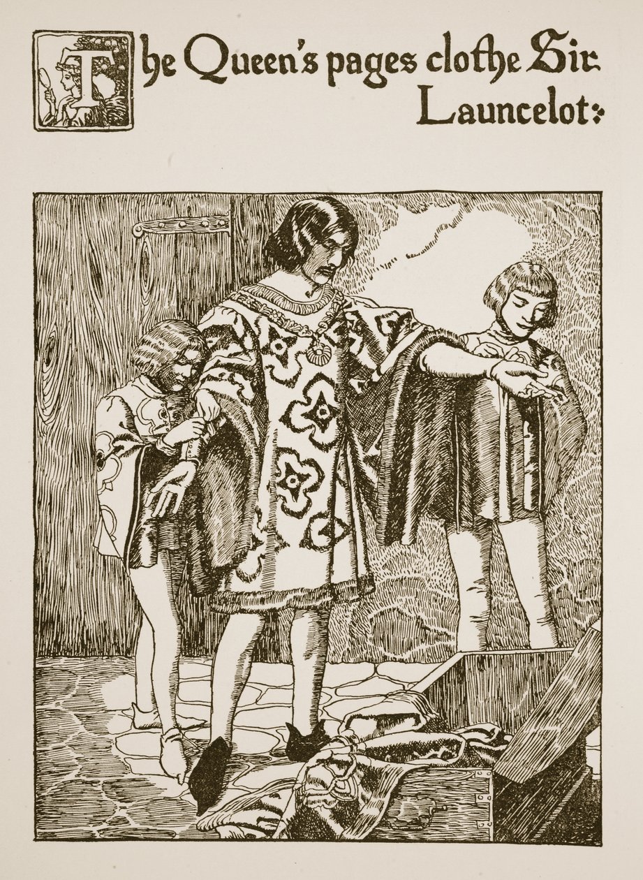 I paggi della Regina vestono Sir Launcelot, illustrazione da 