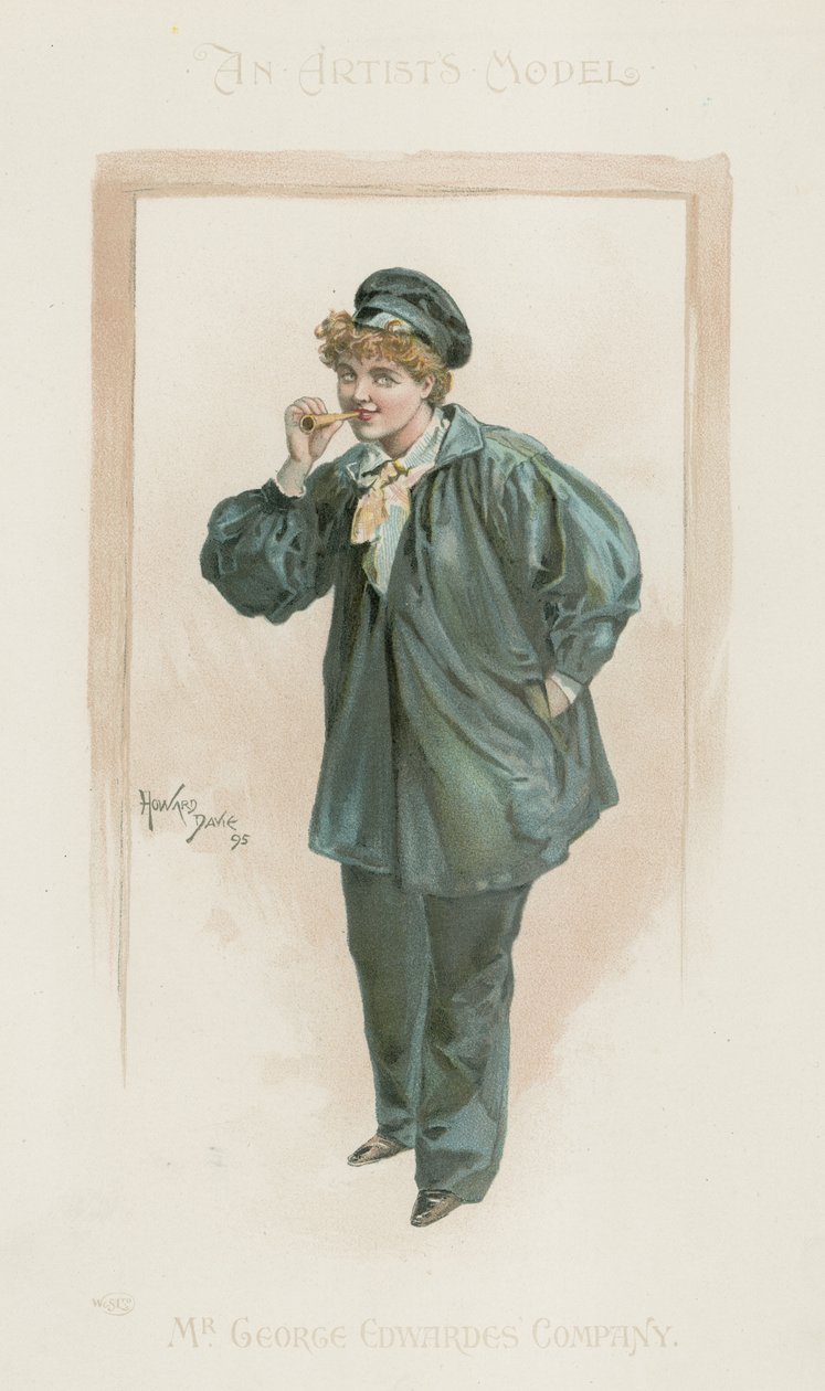 Ritratto di donna a figura intera (litografia a colori) da Howard Davie