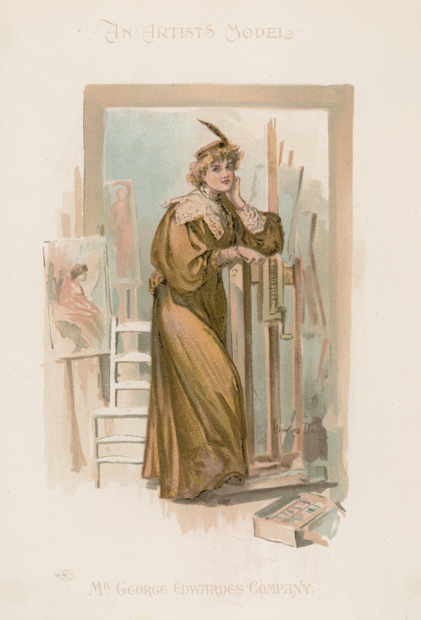 Ritratto di donna a figura intera (litografia a colori) da Howard Davie