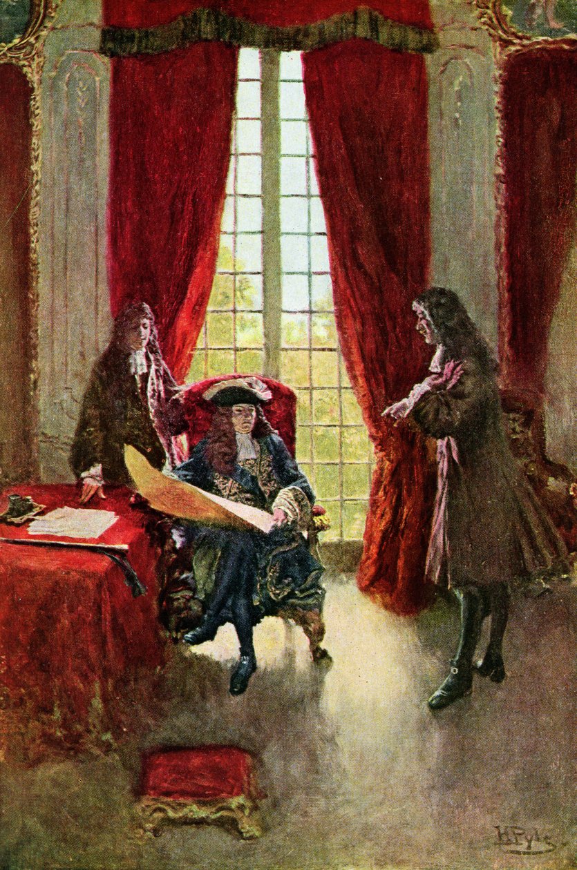 La Salle chiede al re il permesso di esplorare il Mississippi, illustrazione da 