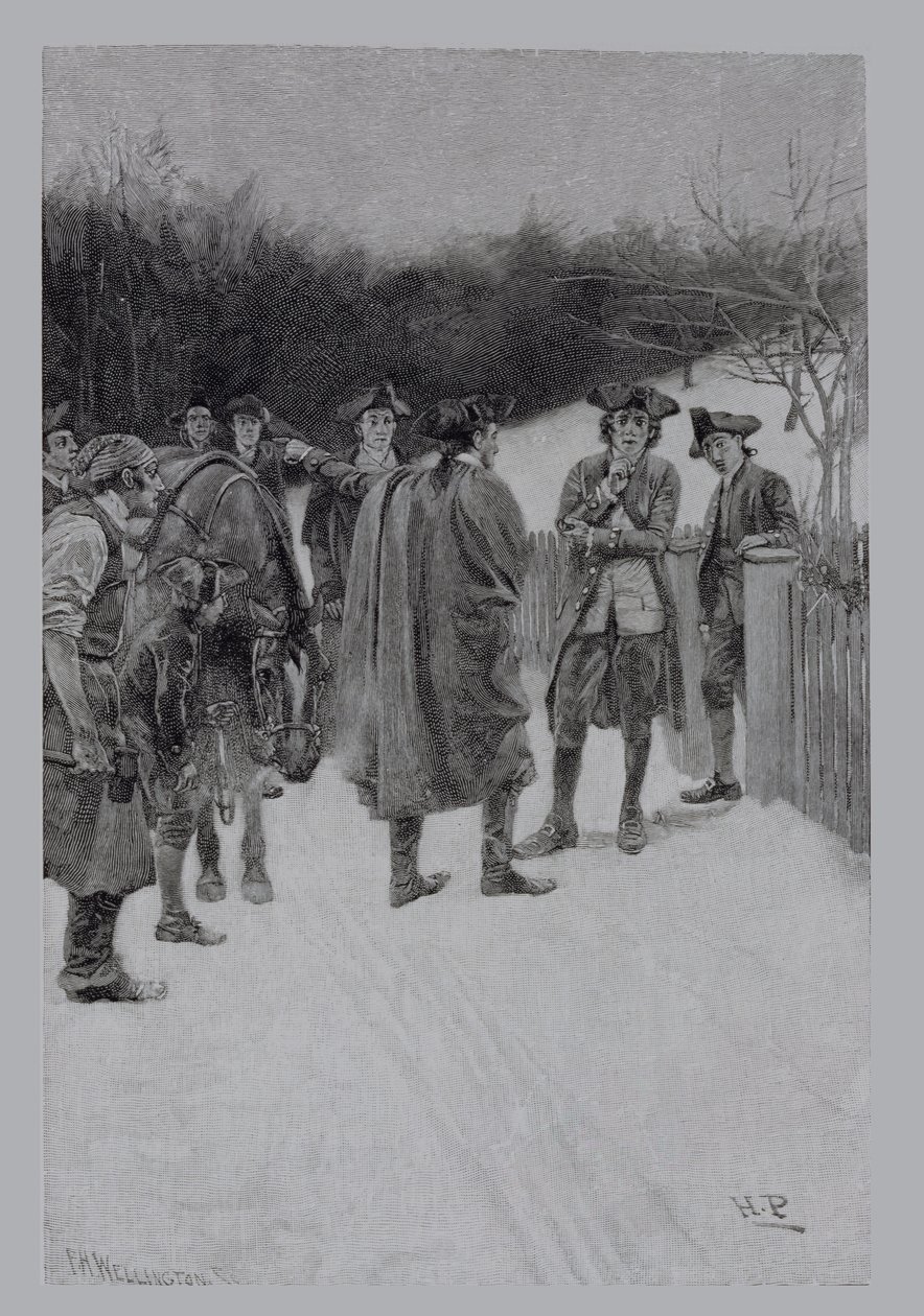 Paul Revere porta notizie a Sullivan, inciso da F.H. Wellington, illustrazione da 