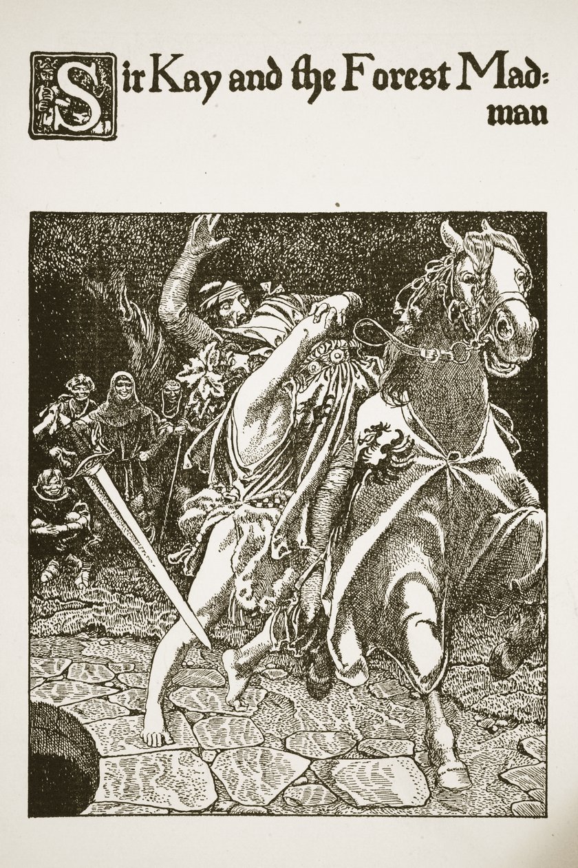 Sir Kay e il pazzo della foresta, illustrazione da 