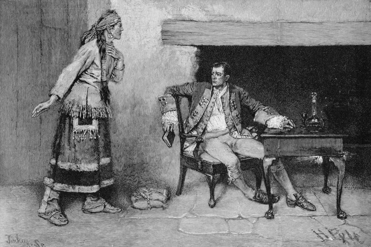 La fanciulla Ojibway che rivela il complotto di Pontiac, inciso da John Tinkey, illustrazione da 