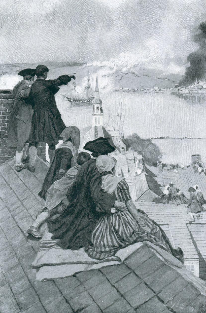 Guardando la Battaglia di Bunker Hill, illustrazione da 