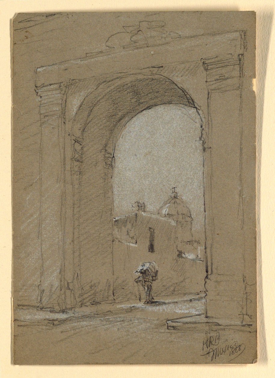 Disegno, Porta di una città in Messico, 1888 da Howard Russell Butler
