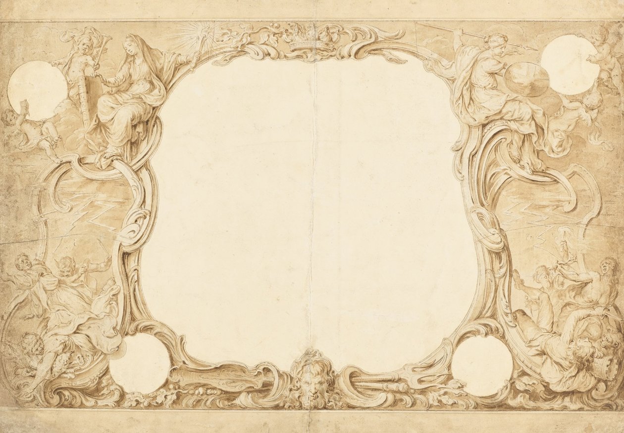Progetto per un bordo ornamentale, usato per la cornice della mappa generale nel Tapestry di John Pine da Hubert Francois Gravelot