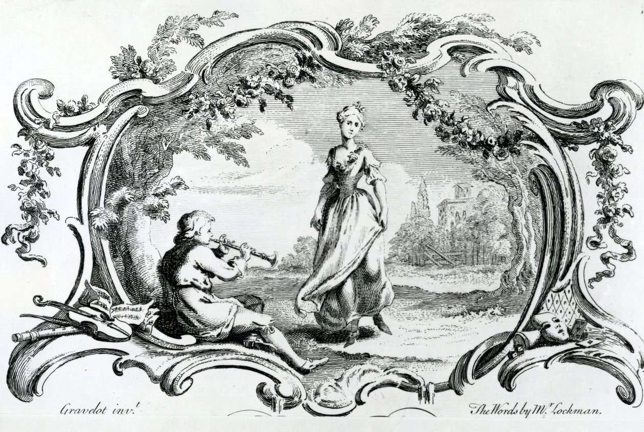 Flautista e donna da Hubert Francois Gravelot