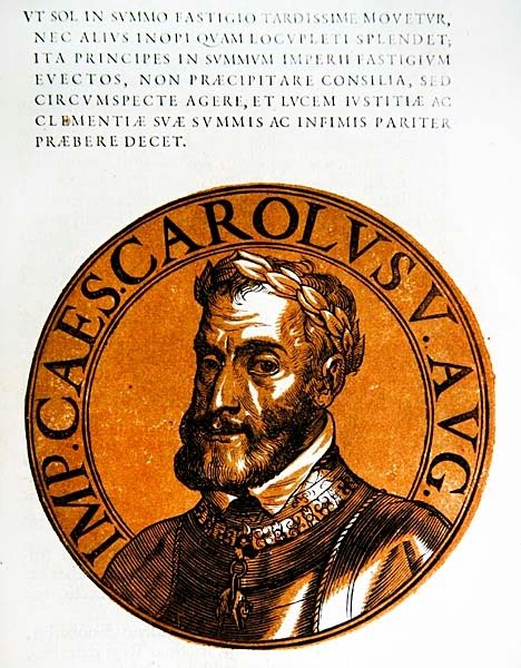 Ritratto medaglione di Carlo V, Sacro Romano Imperatore da Hubert (after) Goltzius