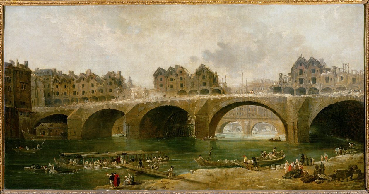 Demolizione delle case sul ponte di Notre-Dame a ... da Hubert (circle of) Robert