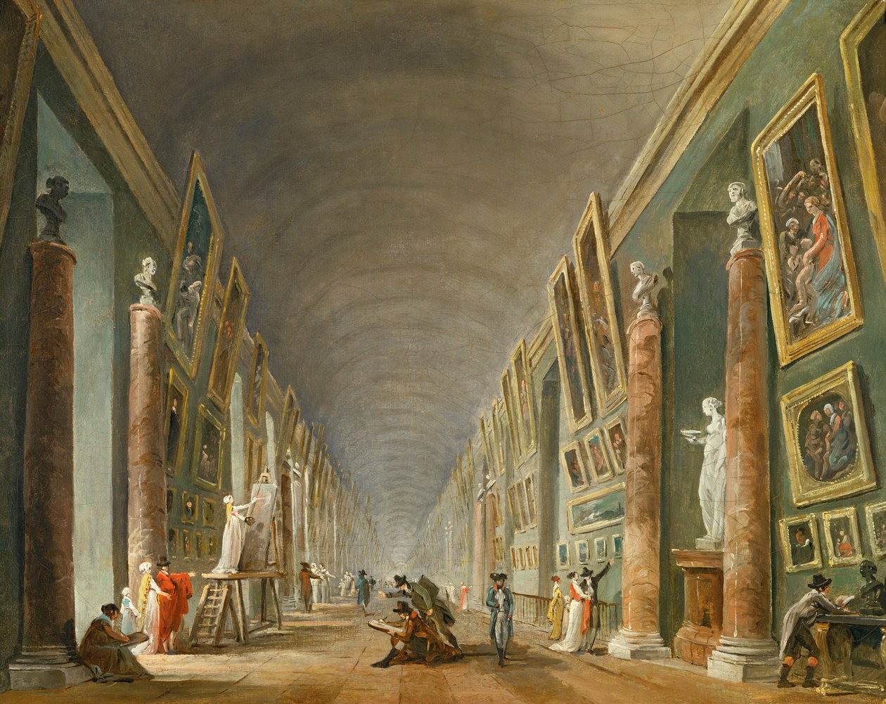 La Grande Galerie du Louvre entre 1801 et 1805 - La grande galleria del Louvre tra il 1801 e il 1805 ... da Hubert (circle of) Robert