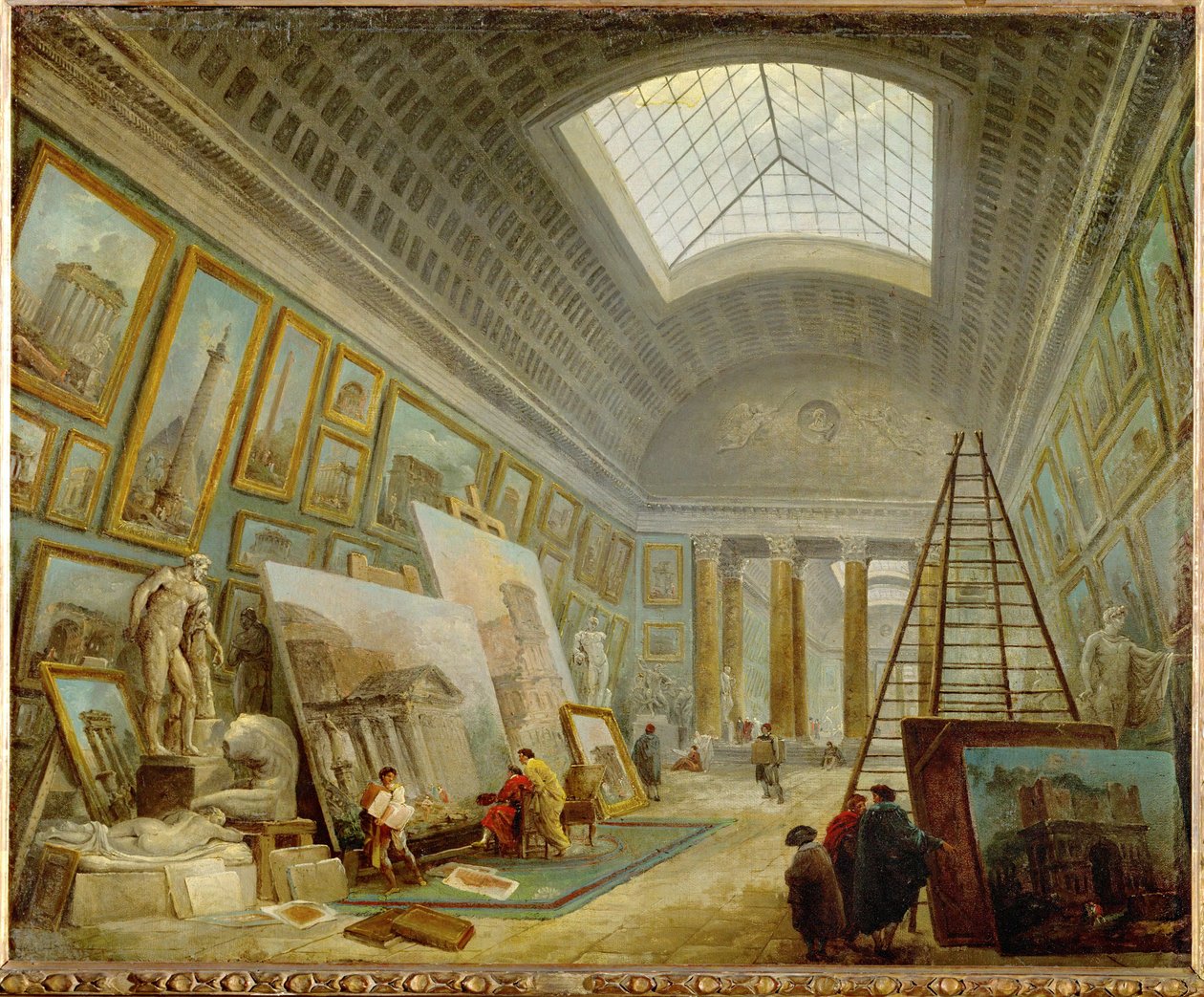 Una galleria museale di arte romana - Una galleria museale di arte romana ... da Hubert (circle of) Robert