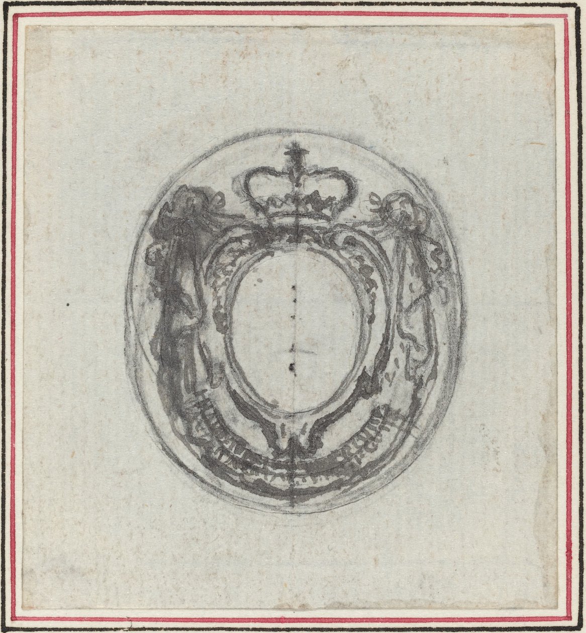 Cartiglio araldico con corona e festoni da Hubert Francois Gravelot