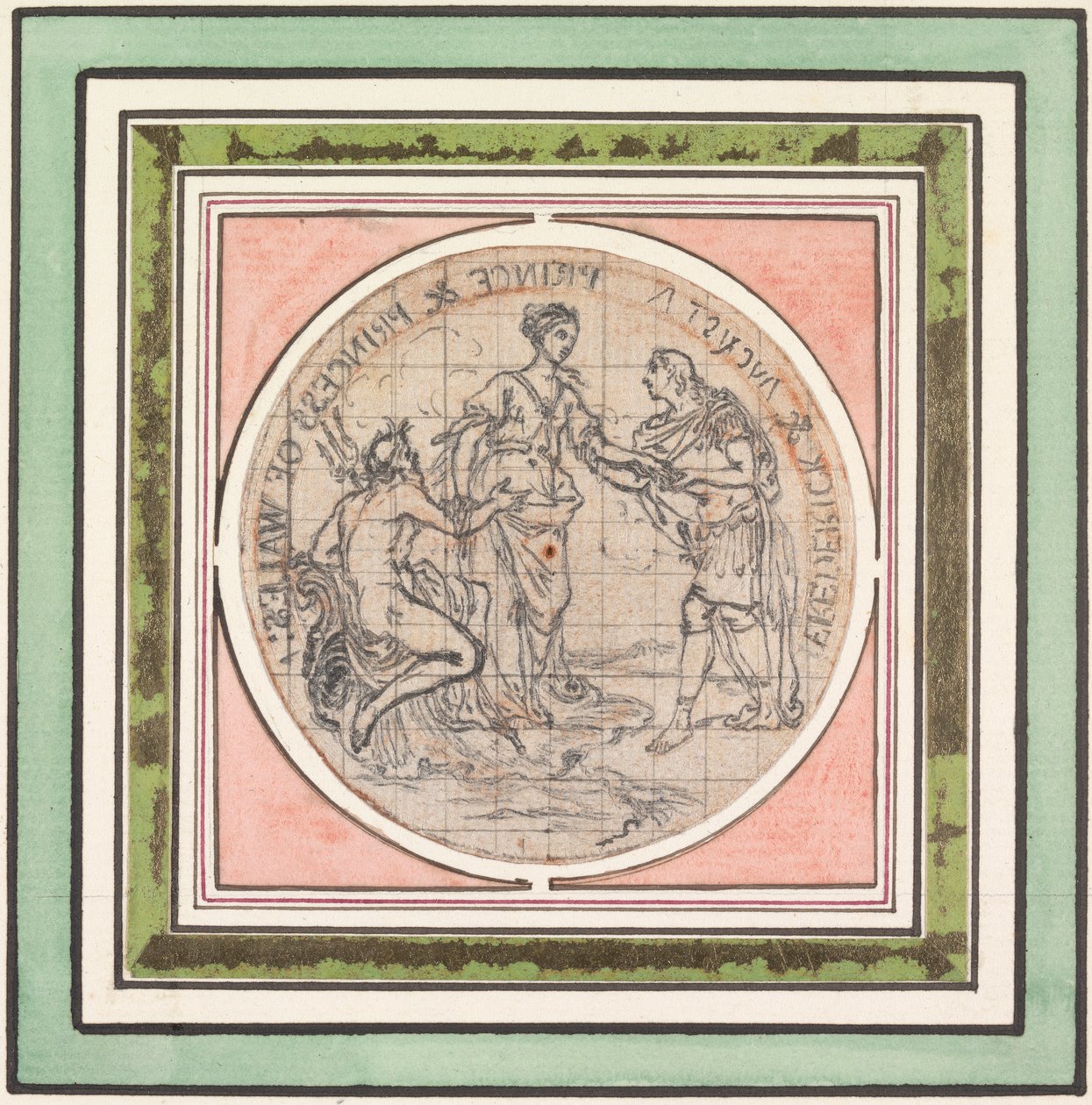 Progetto per una medaglia: Federico e Augusta, Principe e Principessa del Galles da Hubert Francois Gravelot
