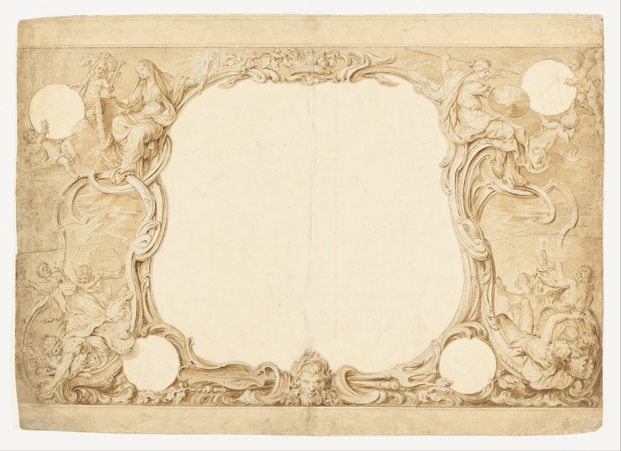 Design per un bordo ornamentale, usato per la cornice della mappa generale nel Tapestry di John Pine da Hubert Francois Gravelot