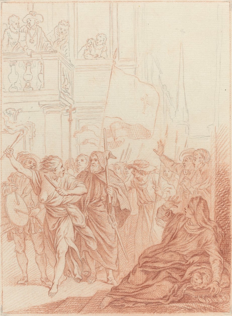 Mayenne che da lontano vede la loro folle impresa... da Hubert Francois Gravelot