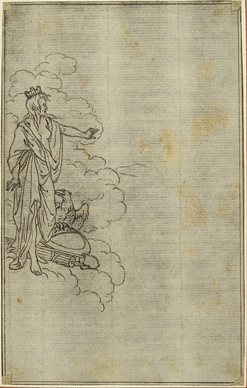 Studio per "La Pharsale" di Lucain, Canto I, Figura femminile stante con corona da Hubert Francois Gravelot