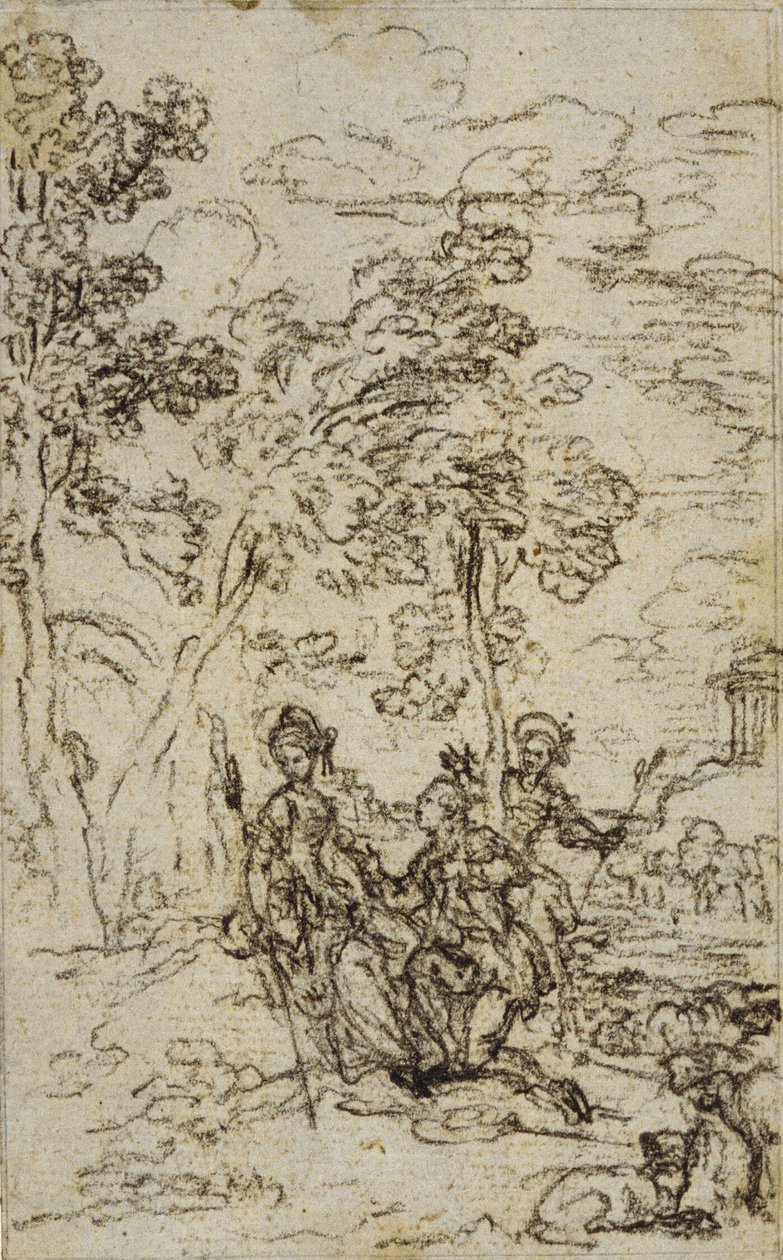 Studio per vignetta in "Les Amours de Mirtil" di Fontenelle (attr.), Canto III da Hubert Francois Gravelot